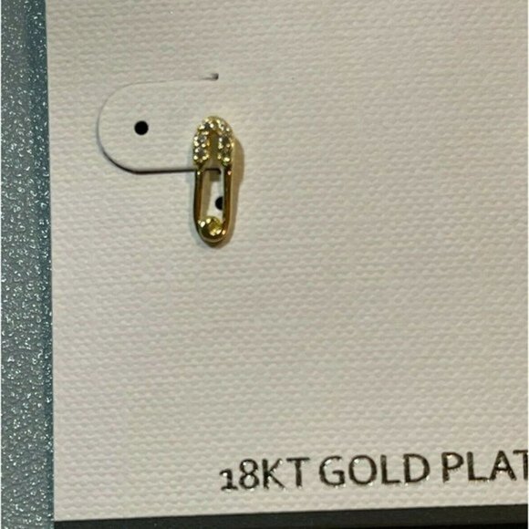 Argento Vivo 18K Gold-Plated CZ Mini Paperclip Stud Earrings - Picture 2 of 3